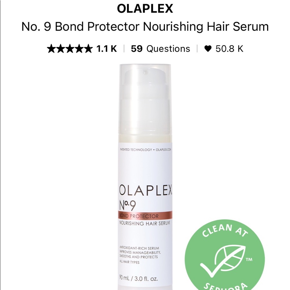 A great hair serum that has a 5.0 rating on Sephora! Used less than 10 pumps.